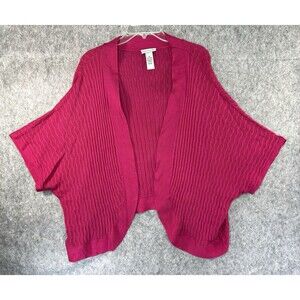 Catherines Women's Pink Short Sleeve Open Front Cardigan Sweater Size 5X